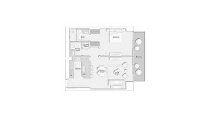 Apartment floor plan, 1 bedroom in ONE RIVER POINT No. 11007